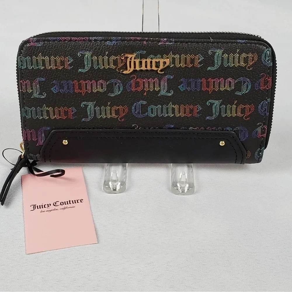Juicy Couture Black Rainbow Logo Zip Wallet